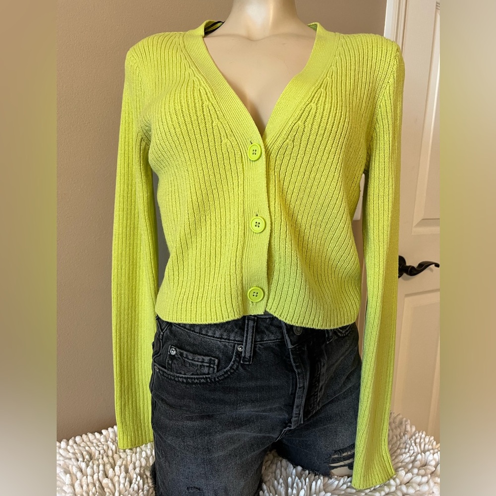 Divided Cropped Cardigan Sweater